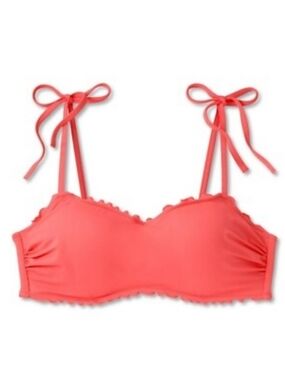 Shade And Shore Coral NWT Tie Strap Bikini Top Size 36 B